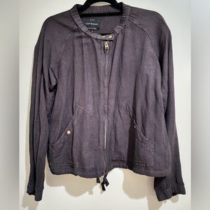 Lucky Brand Full Zip Linen Blend Casual Lightweight Brown Jacket Size Small